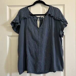 SUSMA Women's Blue Ruffled Top